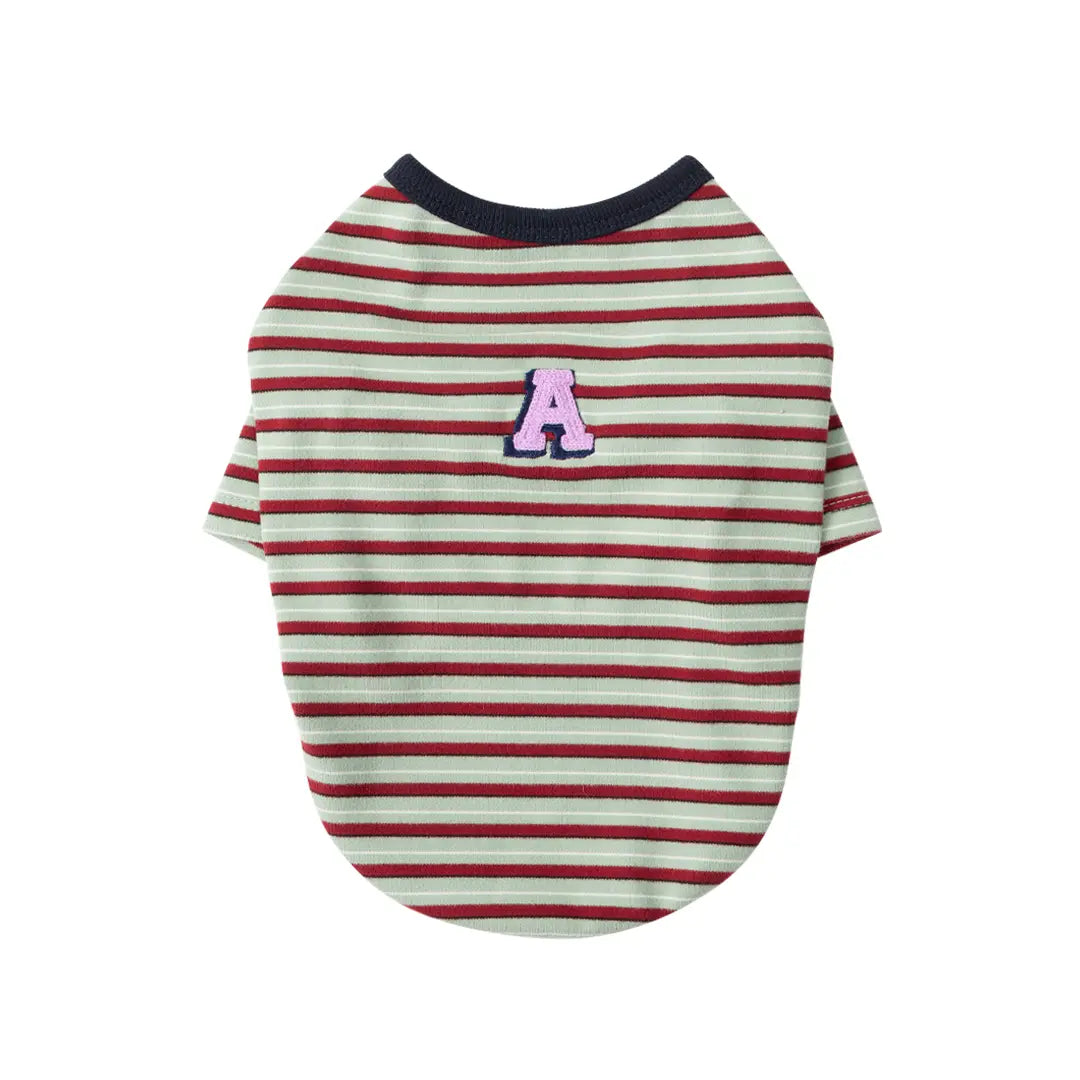 andblank A Stitch SoftWarm Stripe Short Sleeve : Green