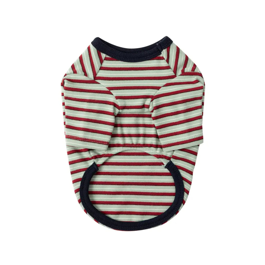 andblank A Stitch SoftWarm Stripe Short Sleeve : Green