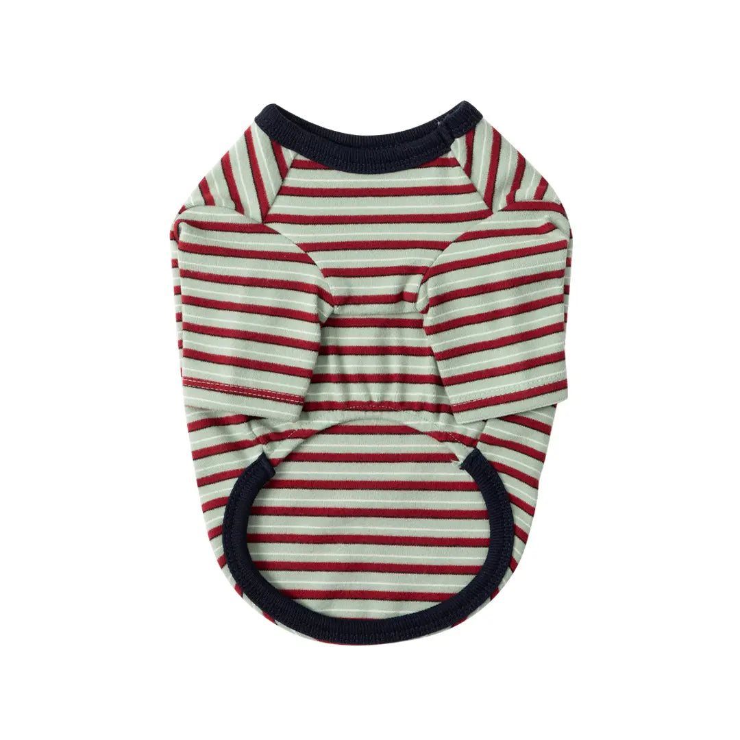 andblank A Stitch SoftWarm Stripe Short Sleeve : Green