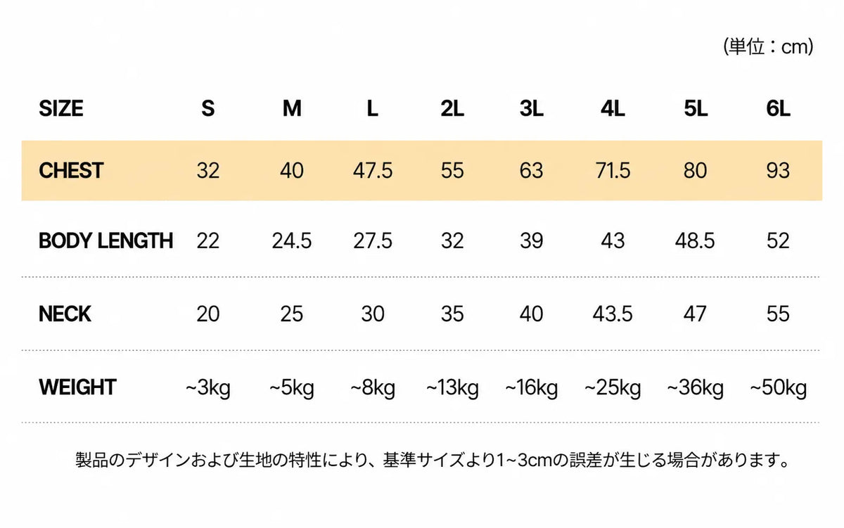 サイズチャート
