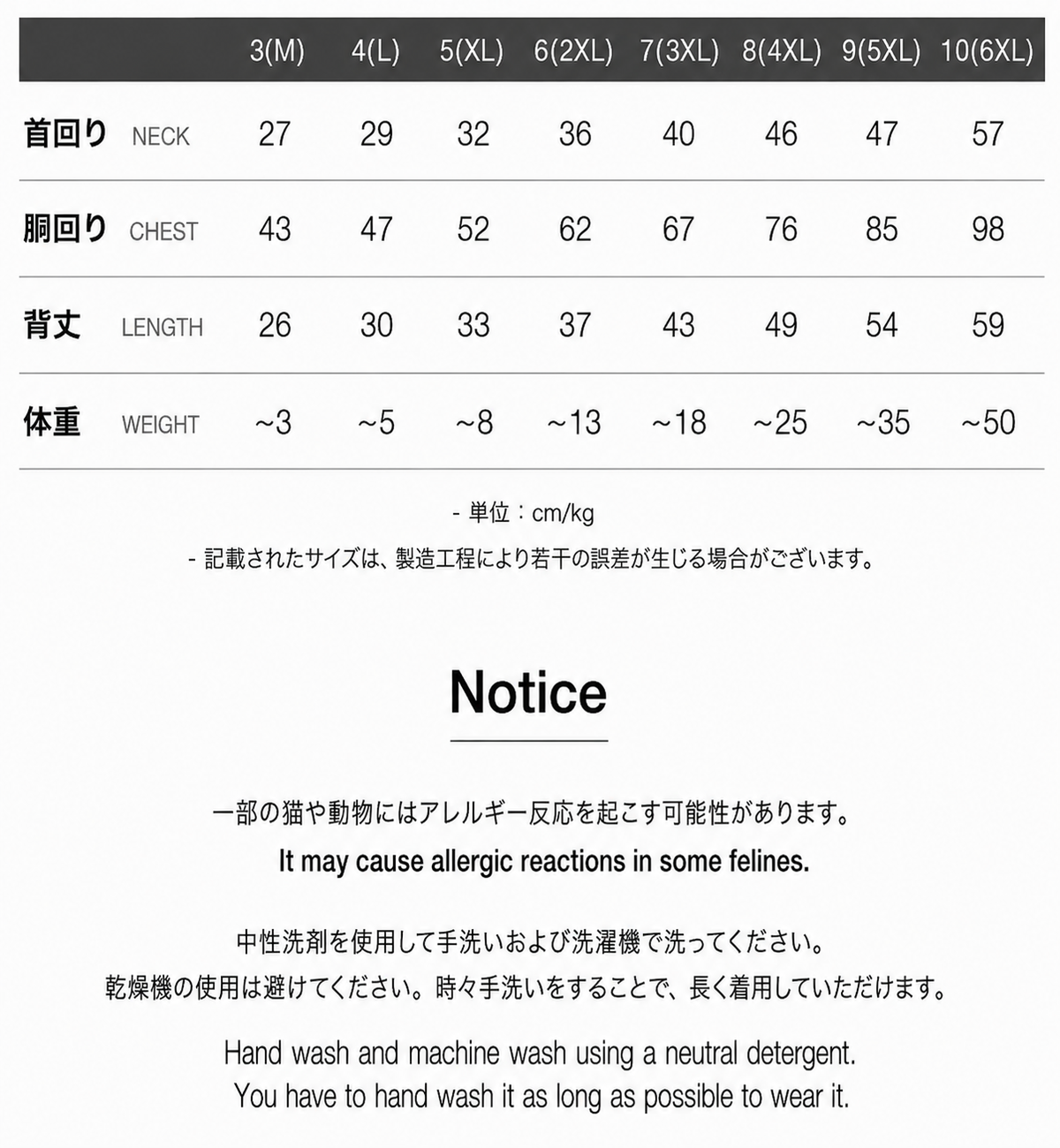 サイズチャート