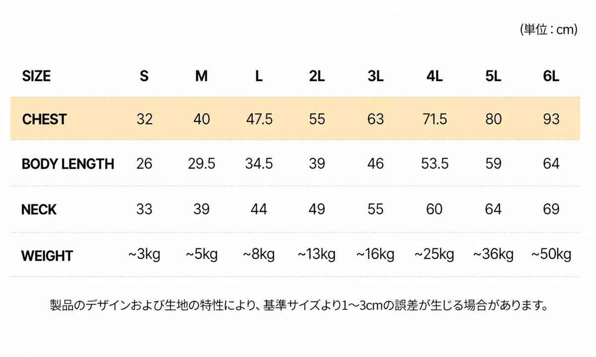 サイズチャート