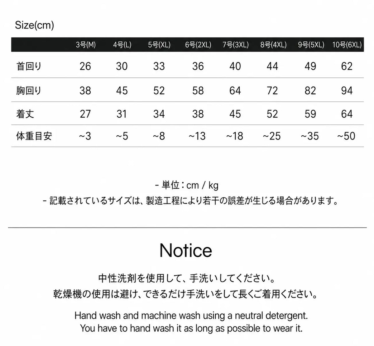 サイズチャート